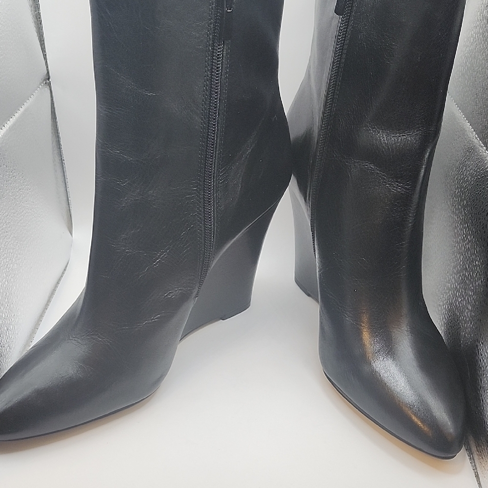 Ann Taylor Black Wedge Heeled Boots